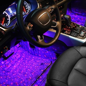 4 v 1 Avto Notranjosti Barvna RGB Talna LED Luči USB Dekorativne Svetilke 7 Barv Rdeča Rumena Modra Zelena Vijolična, Bela, Ledeno Modra