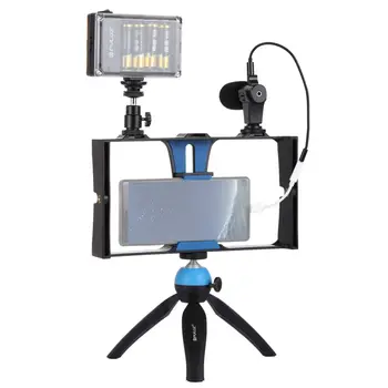 PULUZ Pametni Video Ploščad + LED Studio Light + Video Mikrofon + Mini Stojalo, Kompleti s Hladno Čevelj Glavo Stojala za iPhon