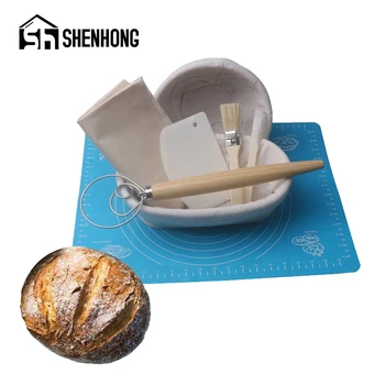 SHENHONG 8Pcs Štruce Banneton Brotform Preverjanje, ki Dokazujejo, Košare za Kruh Fermentacijo Rattan Košarico Testo Nož Perilo Mešamo Bar