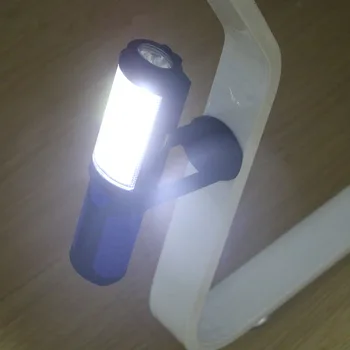 Sanyi USB Polnilna LED Svetilko, Baklo Delo Svetlobe, Magnetno Stojalo COB Lanterna Vgrajeno Baterijo Kavljem Svetilke Moč Banke