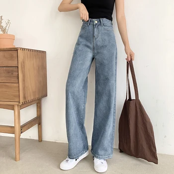 Ženska Jeans Visoko Pasu Oblačila Širok Noge Jeansa, Oblačila Ulične Letnik Kakovosti 2020 Moda Harajuku svoboden Naravnost Hlače