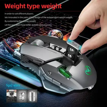 J800 mehanske gaming miška RGB svetlobe nastavljiv do 6400dpi tlak pištolo jesti piščanca žično miško