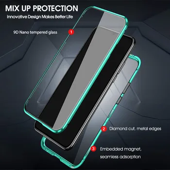 360 Polno Kritje Flip Primeru Telefon Za Xiaomi Mi Opomba 10 Pro Note10 Kaljeno Steklo Magnetni Primeru Za Xiaomi Mi 10 Pro Mi10 Lite Capa