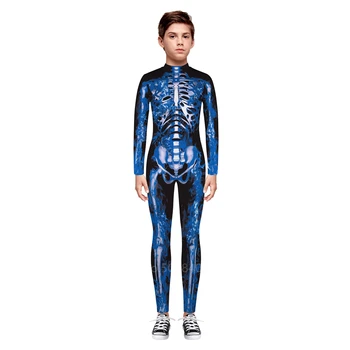 2020 Halloween Kostumi Za Otroke Okostje Bodysuit Carnival Party Obleka 3D Tiskanja Strašno Demon Fant Dekleta Lobanje Obleke Jumpsuit