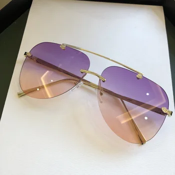 2020 Luxury Letnik rimless zlitine pilotni sončna očala za moške blagovne znamke gradient sončna očala ženski kovinski odtenki UV Ženske ins Priljubljen