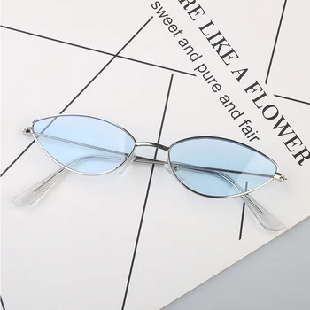 Sončna očala Modni Trend sončna Očala Mačka Oči Osebnost Moških in Žensk Majhen Kovinski Okvir za Očala Ocean Film