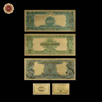 1899 USD 1 2 5 Barve Zlata Bankovcev 3pcs Nastavite 24K Zlata Folija Ponaredek papirnati Denar Zakona za Dekoracijo Doma Zbirka