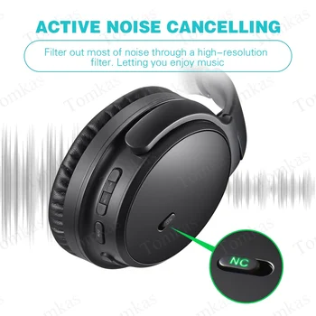TOMKAS Brezžične Slušalke Aktivni šumov Bluetooth Slušalke Gaming Slušalke ANC Stereo Hi-fi Zvok Z Mikrofonom za Telefone