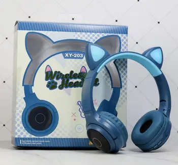 LED Mačje Uho Slušalke Bluetooth 5.0 šumov Odrasli Otroci Dekle Slušalke Podpira TF Kartice FM Radio Z Mic Stereo Slušalke