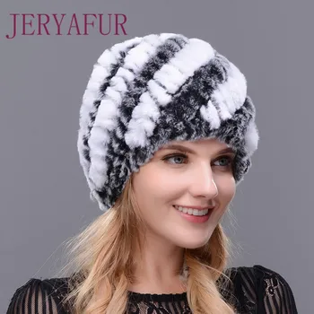 Zimske kape za ruske ženske, pravi zajec krzno pletenih klobuki ročno zajec krzno Rex toplo visoke kakovosti zajec krzno, klobuki