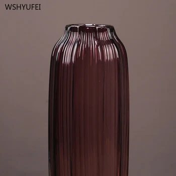 Valovito črto steklena vaza vijolično transparentno steklo hydroponic vaza lepe dom, restavracijo, namizne cvetlični umetnosti okraski okraski