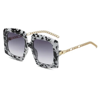 D&T 2021 Nov Modni Ščit Sončna Očala Ženske Moški Trend Kvadrat Črno-Leopard Kovinske Zlitine Okvir Luksuzne Blagovne Znamke Oblikovalec Sončna Očala