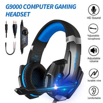 G9000 Gaming Slušalke Žične 40 mm Gonilnik Slušalke z LED Luči + Mic