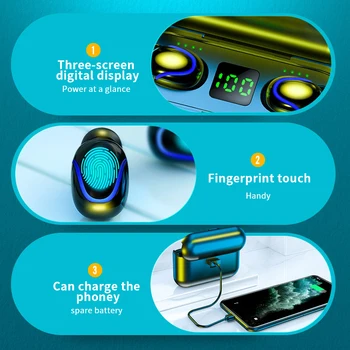 S1 Bluetooth 5.0 Brezžične Slušalke TWS Šport Čepkov Z 1500mAh Polnjenje Primeru Smart Fingertouch AI Digitalni Zaslon Slušalke