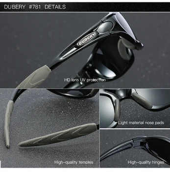 DUBERY Letnik Polarizirana sončna Očala, moška sončna Očala Za Moške UV400 Vožnje Črna Očala Oculos Moški 10 Barv Model 781