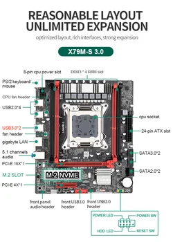 JingshaX79 matične plošče, set USB3.0 s Xeon LGA2011 E5 2620 V2 4x4GB=16 GB DDR3 1333 ECC REG pomnilnik M. 2 SSD SATA3.0