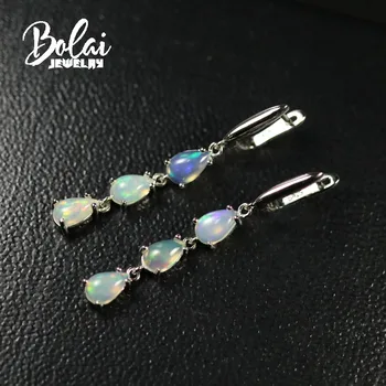 Bolaijewelry,925 sterling srebro naravnih Opal uhani, lepo barvne dragih kamnov, vrhunsko izdelani nakit za ženske