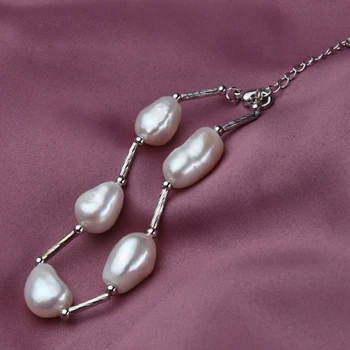 YIKALAISI 10-11 mm Naravni Biser Zapestnica Za Ženske Baročni Biser Nakit z 925 sterling srebrni nakit Za Ženske