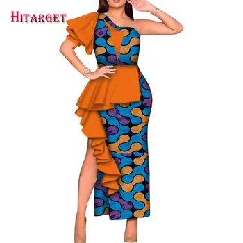 Dashiki Afriške Tiskanja Obleke za Ženske Bazin Riche Ankara En Rokav Posebna Oblika Obleke Tradicionalna Afriška Oblačila WY5930