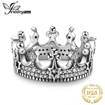 JewelryPalace Letnik Gothic Kubičnih Cirkonij Tiara Krono Obroč 925 Sterling Silver Obroči za Ženske, Nakit, Izdelava Modni Nakit
