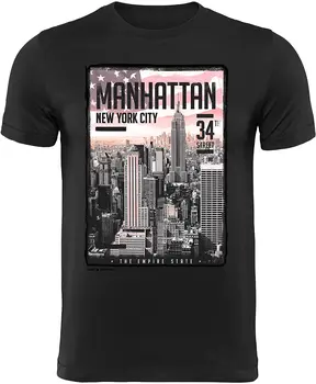 Preprost Vrhovi & Tees za Moške Graphic T-Shirt New York Manhattan Modne blagovne Znamke T Srajce Poletnih O-vratu Oblačila XXXL