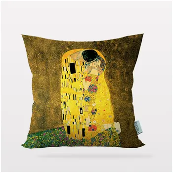 Cipcici Gustav Klimt, Ki Jih Poljub 4 Kos Vzglavnik Set Art Dekor Kavč, Blazine Kritje Za Tiskanje Umetnosti Reverzibilna 2 Strani