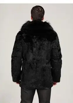 2018 Moški, Black Toplo Dolgo Design Moški Umetno Fox Fur Coats Visoko Posnemali Mink Plašč v Zimsko Jakno Plus Velikost Suknji 6XL 7XL Y971