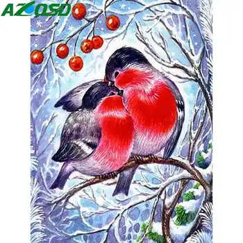 AZQSD Diamond Vezenje Živali, Ptic Sliko Okrasnih Diamond Slikarstvo Mozaik Pozimi Doma Dekor Darilo Ročno Wall Art