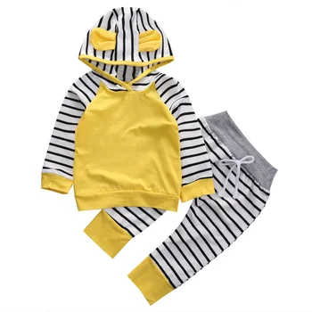 Newborn Baby Oblačila Sklop Dolgo sleeved Hoodies Vrhovi Sweatershirt+ Trak Hlače za Malčke otroke, Fante, Dekleta obleke
