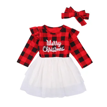 2021 Novo Leto Baby Dekleta Božič Obleko Za Dekleta Pozimi Kariran Počitnice Otrok Oblačila Xmas Party Til Otroci Obleke Kostum
