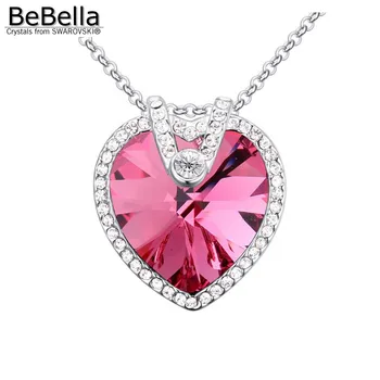 BeBella 4 barve srce oblika kristalni obesek ogrlico z Avstrijskimi Kristali Swarovski za dekleta Božično darilo