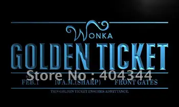 LC192 - Willy Wonka Golden Ticket LED Neon Luči Prijavite doma dekor obrti