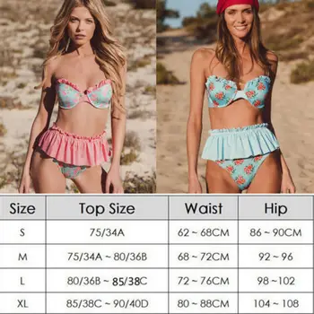 Ženske Visoko Pasu Kopalke Bikini Komplet Push-up Podložen Modrček, kopalke Kopalke Velikosti S-XL