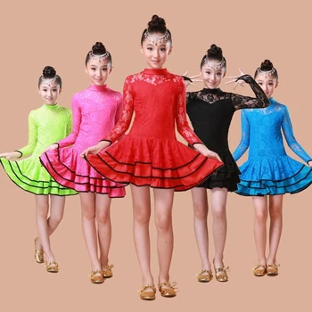 Dekle otrok otrok otrok tango ballroom ples obleke otroci krila čipke strokovno latinsko samba kostume plesno obleko za deklice