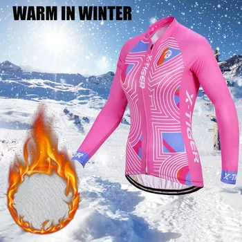 X-Tiger Ženske Zimske Termalne Runo Kolesarski Dres Super Toplo Mountian Kolesarska Oblačila, Športna Oblačila Kolesarska Oblačila