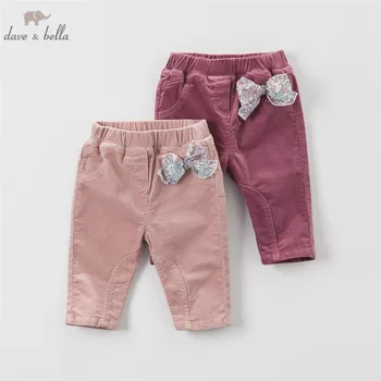 DB3953 dave bella Novega dojenčka dekleta vijolično roza hlače za malčke lok hlače s podlogo