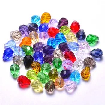8x6mm kaplja obliko gladko steklo, kristalne kroglice multi barve, poročni dodatki, biseri