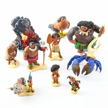 Vroče Igrače 10PCS /set Moana Princesa Moana Maui Waialik Heihei figuric Igrače Za Otroke Darila