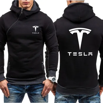 Moški Puloverji s kapuco Tesla Car Logotip Tiskanja Priložnostne HipHop Harajuku Dolg Rokav Flisa toplo Hooded zgornji del Trenirke Moški Suknjič zadrgo