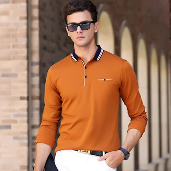 Majica POLO Moški blagovne znamke-oblačila barva polo vrh kakovosti Jeseni In Pozimi casual moški Dolg rokav polo majica 8890