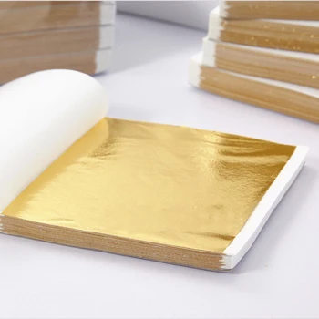 100 Listov Zlato Folijo, Papir Doma Dekoracijo Sijoče Zlato Papir, Nalepke za Gilding Funiture Obrti Tajvan Srebrno Folijo Gilding Dekor