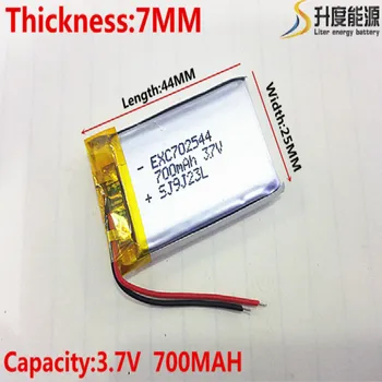 (brezplačna dostava)litij-Polimer baterijo 3,7 V, 702544 700MAH se lahko meri na debelo CE, FCC, ROHS MSDS certifikat kakovosti