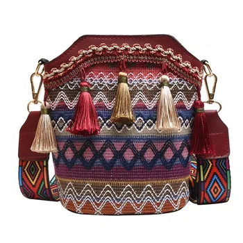 Vintage Vezenje Boho Tote Messenger Nacionalne Etnične Torba Tassel Tote Messenger Bag