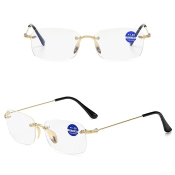 Seemfly Rimless Bifocal Obravnavi Očala Moški Ženske Računalnik z Dvojno rabo Anti Blu Lahka Očala Sivo Bele Optične Leče Hyperoia +1.5