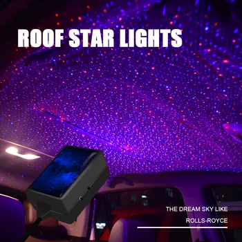 USB avtomobilski led Dekorativna Vzdušje Lučka Streho Star Noč Svetlobni Projektor, Nastavljiva Avto Styling Avtomobilske Notranjosti, Svetlo rdeča modra