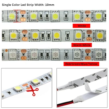Toplo bela /bela LED Trak Svetlobe 5050 60led/m 5M DC12V 5050 LED Trak Svetlobe z 12V Moč suppply