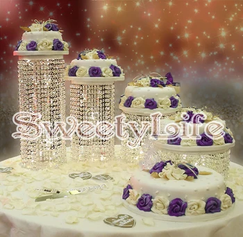 4pcs/set Kristalno poročna torta stand - Poroka centerpiece - Poročna Torta Zaslon