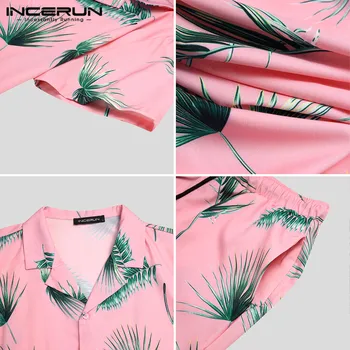INCERUN Tiskanja Moških Hawaiian Določa 2021 Kratek Rokav Ulične Majica Priložnostne Hlače Modni Dihanje River Plaži moško Obleko S-5XL