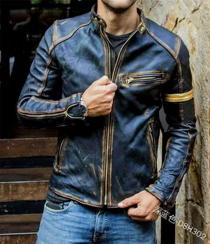 MORUANCLE Moda za Moške Usnje Biker Jopiči Faux Usnja PU Motocikel Vrhnja oblačila Za Človeka, Ulične Oblačila Plus Velikost S-5XL