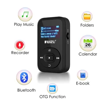 MP3 predvajalnik 8GB Šport Bluetooth Posnetka predvajalnik glasbe mp3, FM Radio, Diktafon Podpira TF Kartice + Prosti objemka RUIZU Original X26 walkman